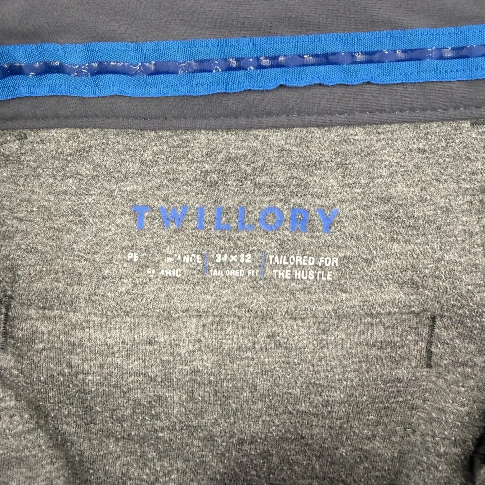 Twillory Pants Mens 34x32 (Fits 34x30) Gray Performance Tailored Fit Chino Golf
